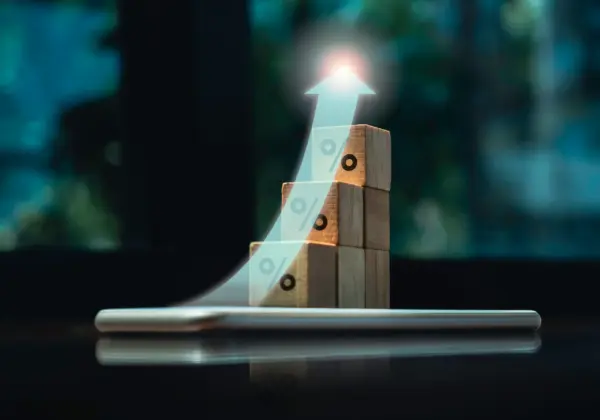 shining-rise-up-arrow-wooden-blocks-chart-steps-with-percentage-icons-smartphone-table-business-growth-process-economic-improvement-concept